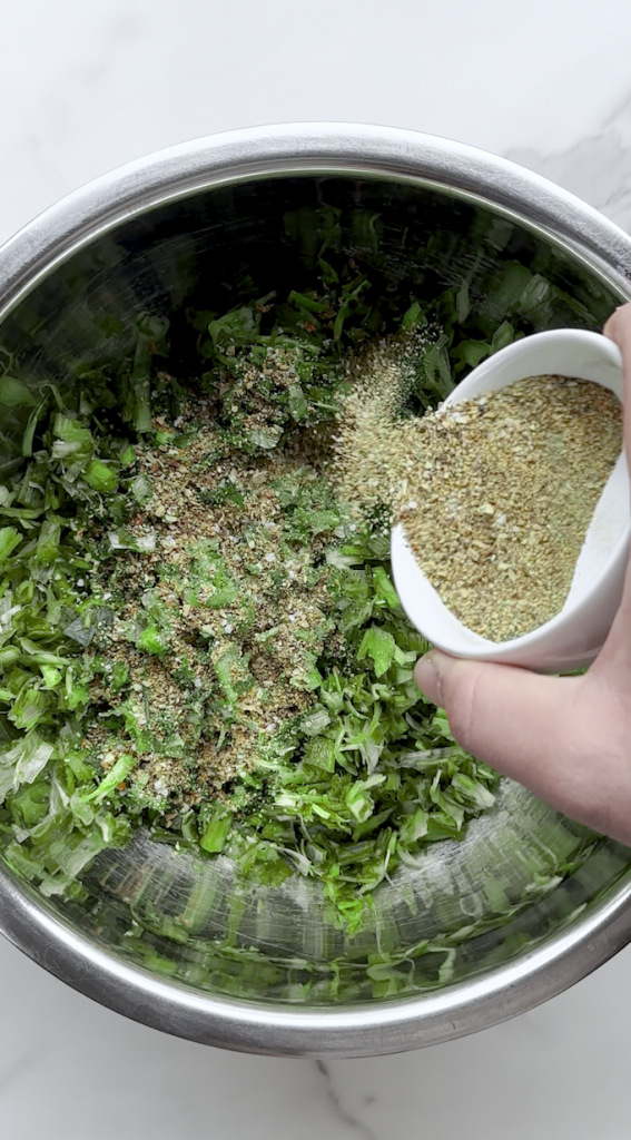 leeks, cilantro, green onions for ashak